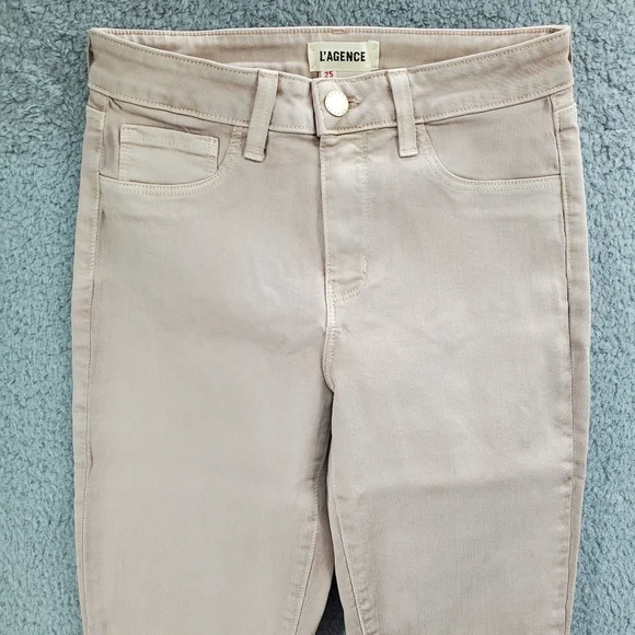 L'AGENCE Marguerite Skinny High Rise Jeans Biscuit - Picture 2 of 13